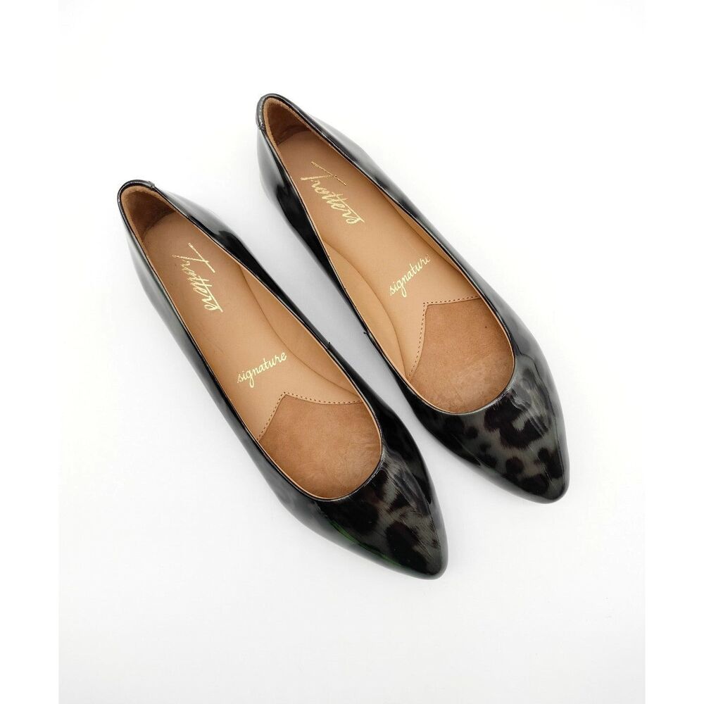 Trotters Estee Size 7 Tortoise Black Patent Finish Arch Support Ballet Flat